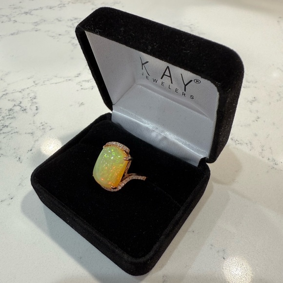 Le Vian Opal With Diamonds Strawberry Gold Ring - Picture 3 of 6